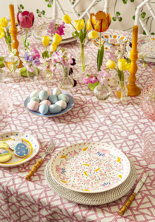 Lily's Pink Bamboo Lattice Tablecloth
