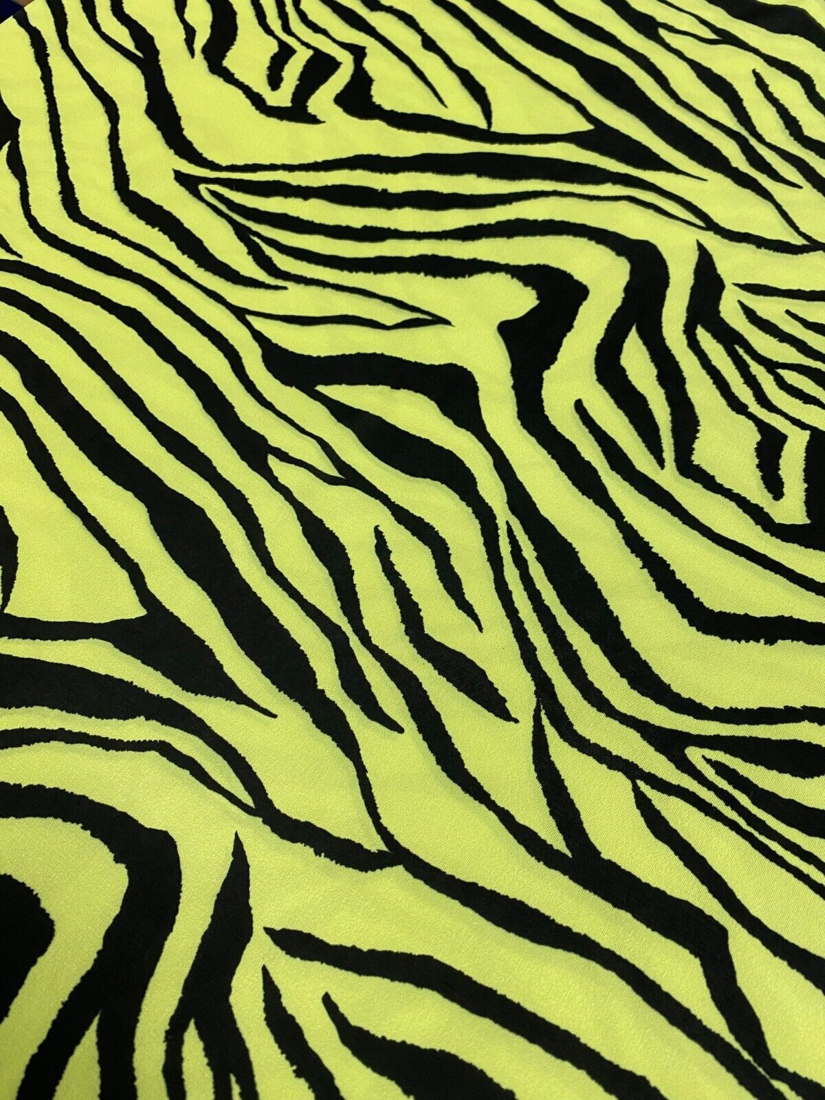 Lime Green & Black Zebra Print Soft Touch Fabric