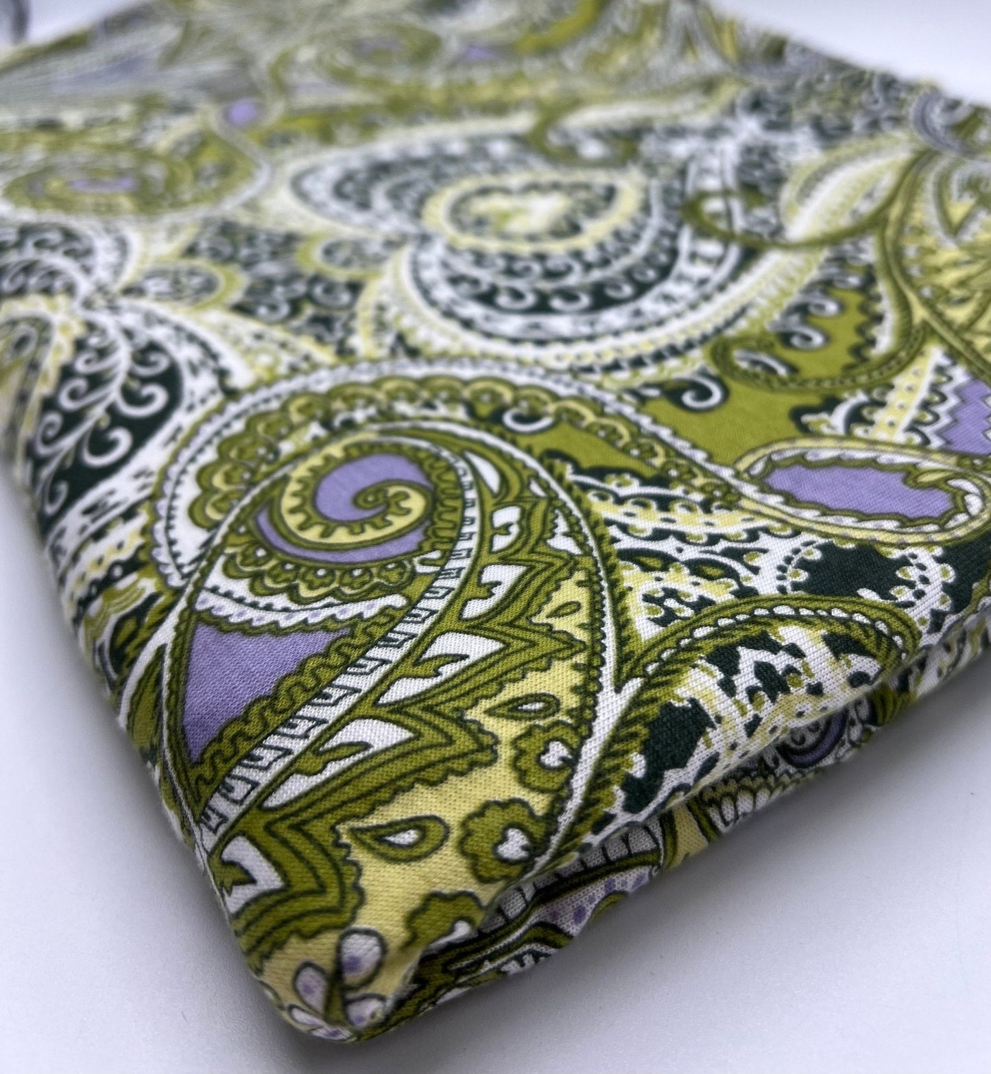 Lime Paisley Mix Print Viscose Elastane Fabric