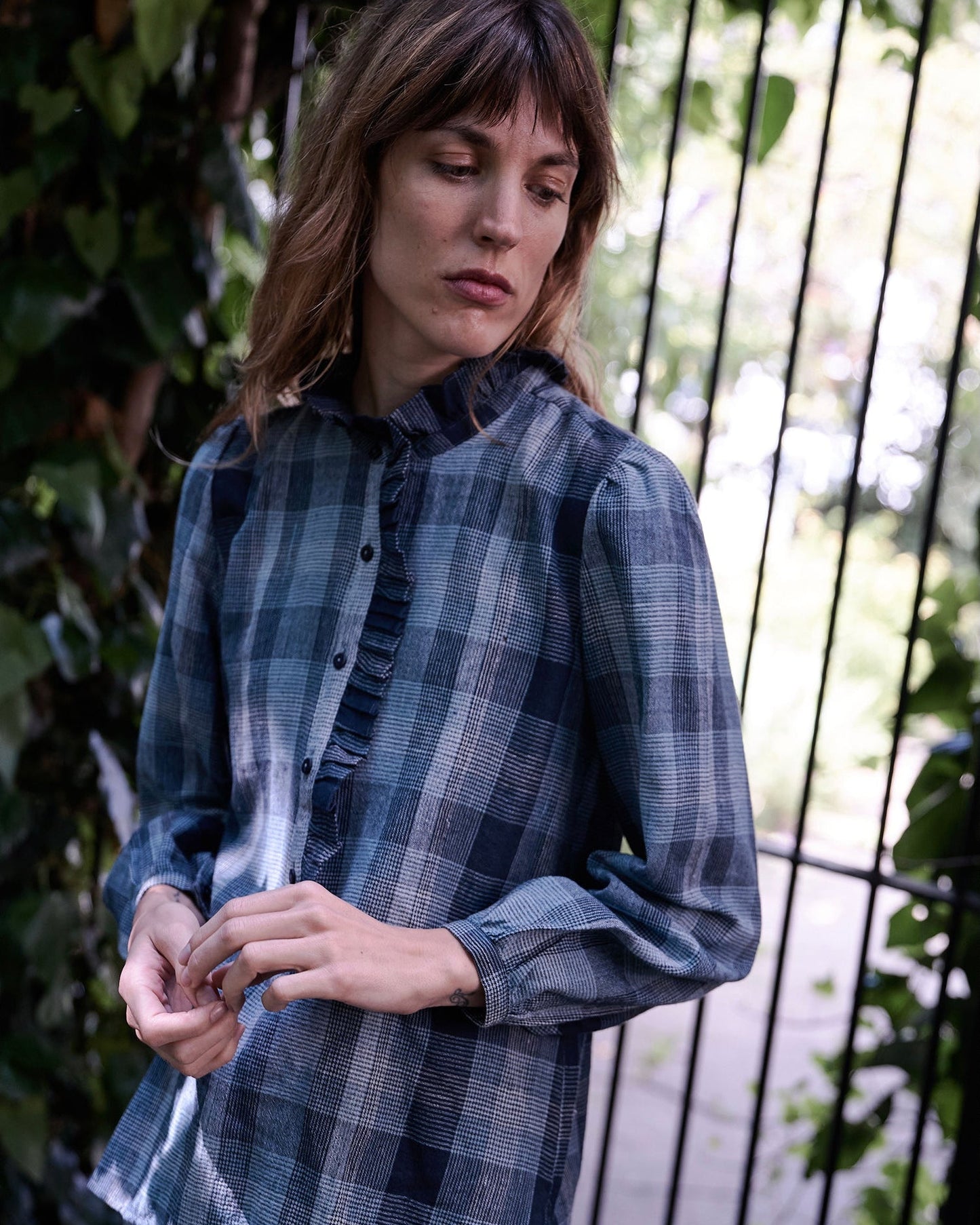lina blouse | indigo check