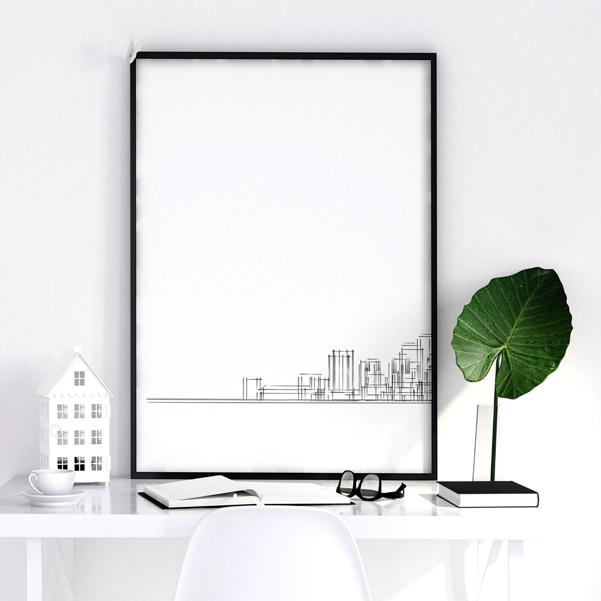 Line Art City Skyline Skyscraper Wall Art Prints | Set of 3
