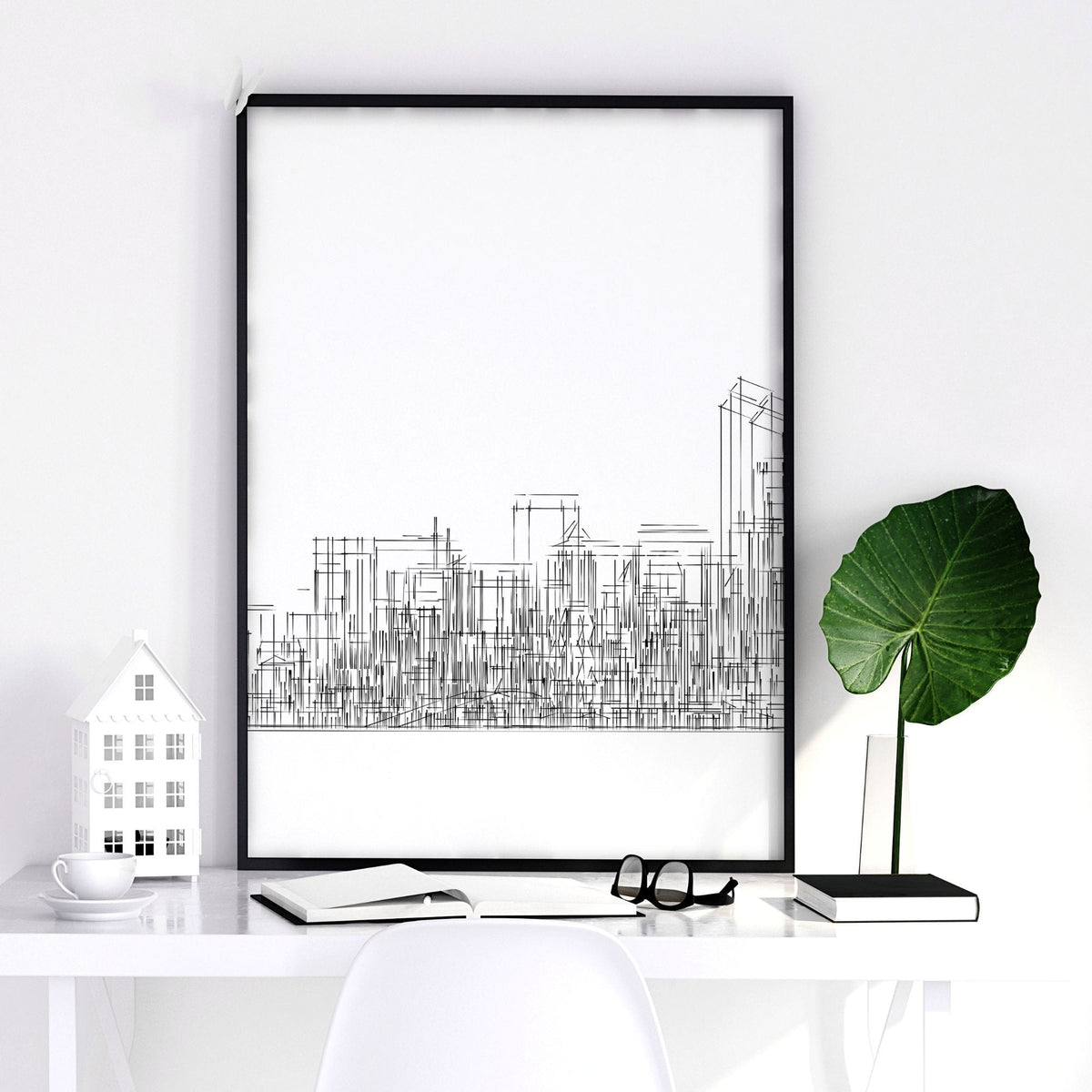 Line Art City Skyline Skyscraper Wall Art Prints | Set of 3