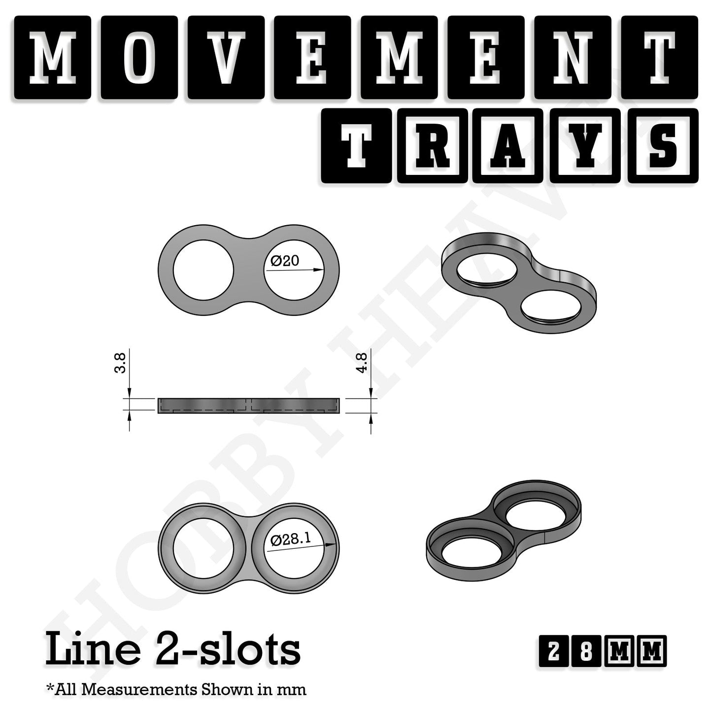 28mm Movement Trays for Tabletop Games | Wargaming | Full Range