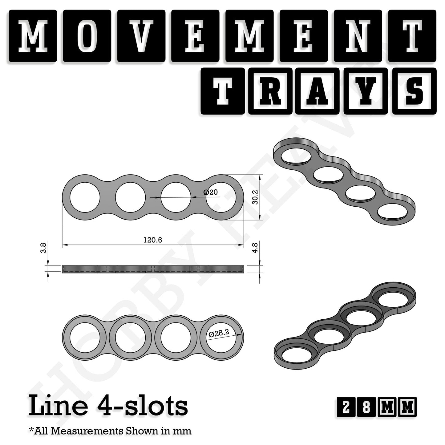 28mm Movement Trays for Tabletop Games | Wargaming | Full Range