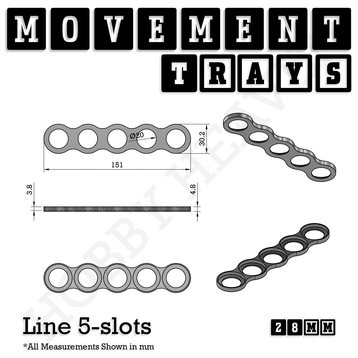 28mm Movement Trays for Tabletop Games | Wargaming | Full Range
