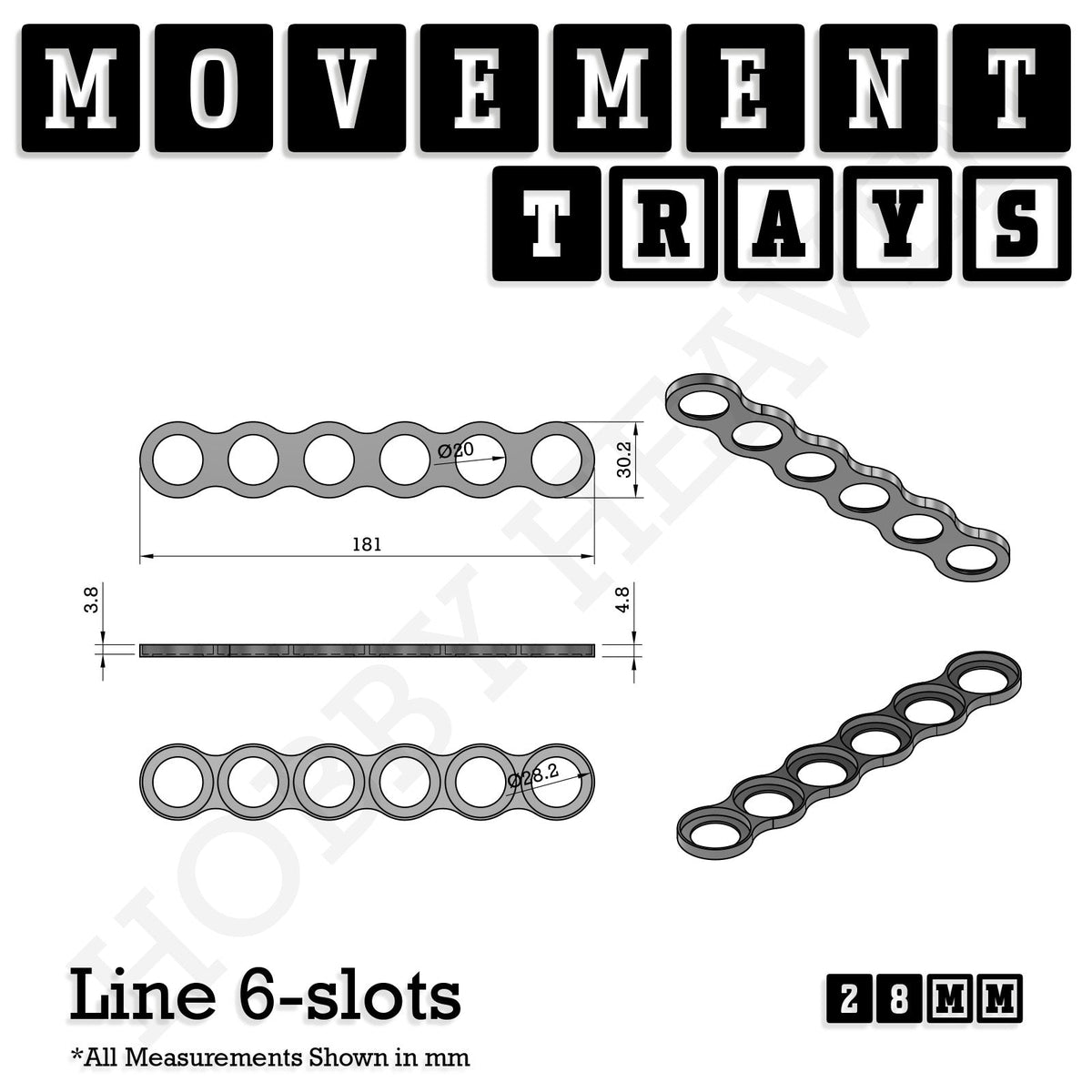 28mm Movement Trays for Tabletop Games | Wargaming | Full Range