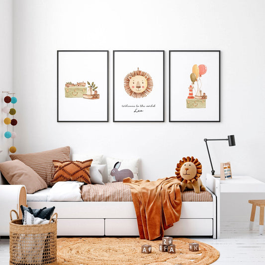 Animal wall art for Nursery | set of 3 wall art prints