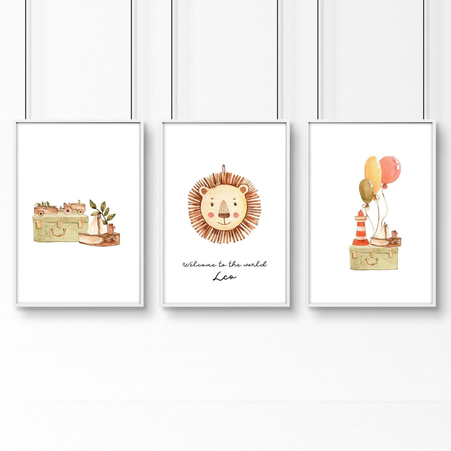 Animal wall art for Nursery | set of 3 wall art prints