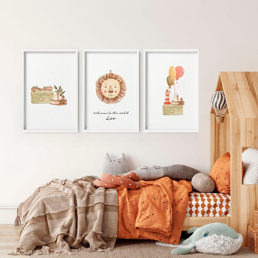 Animal wall art for Nursery | set of 3 wall art prints