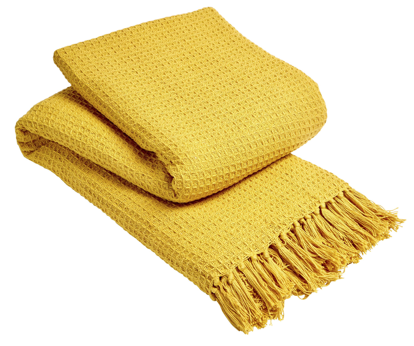 Lisbon Pure Indian Cotton Handwoven Honeycomb Throw Blanket Luxurious Soft Lightweight Easycare Cover for Sofa Bed or Living Room Available in 10 Colours and Sizes by OLIVIA ROCCO