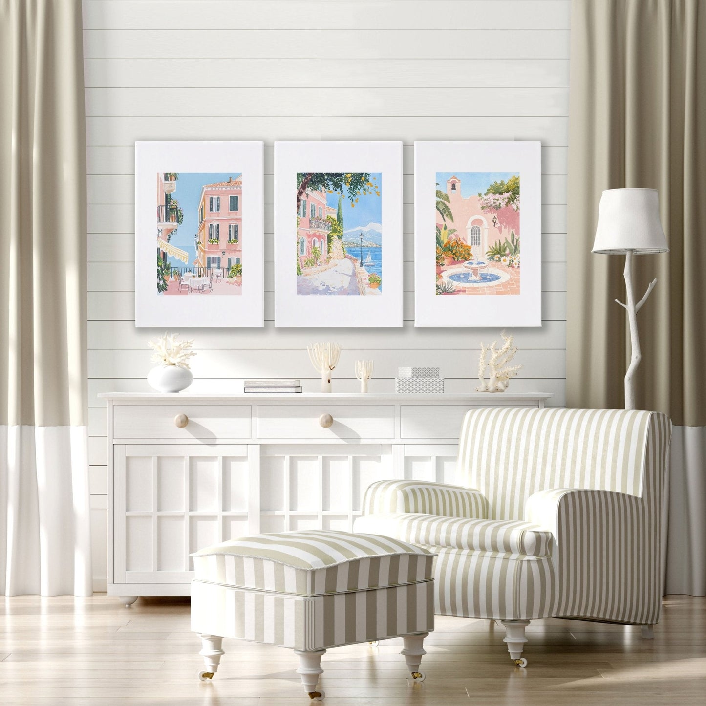 Living Room Artwork For Wall | Set of 3 Beach Decor Wall art Prints