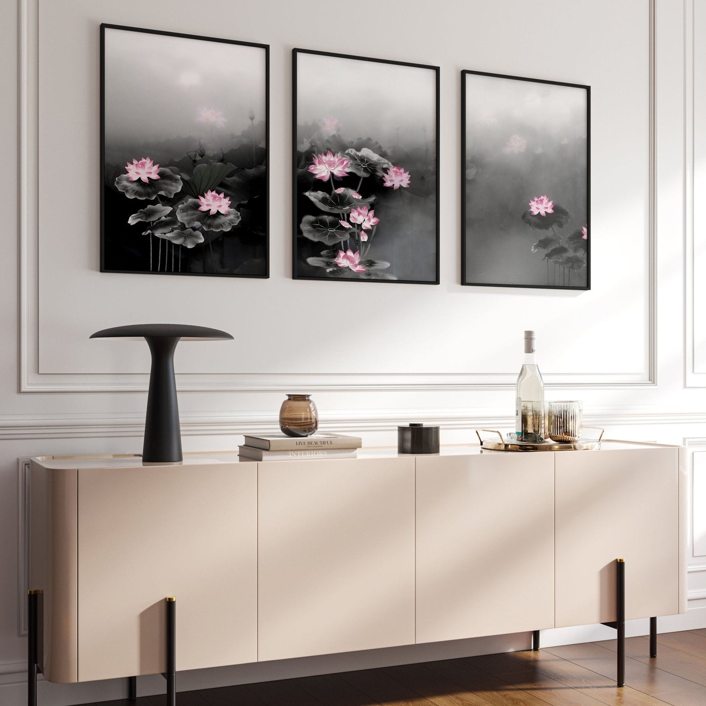 Living Room Canvas Art | Set of 3 Asian Inspired Wall art Prints