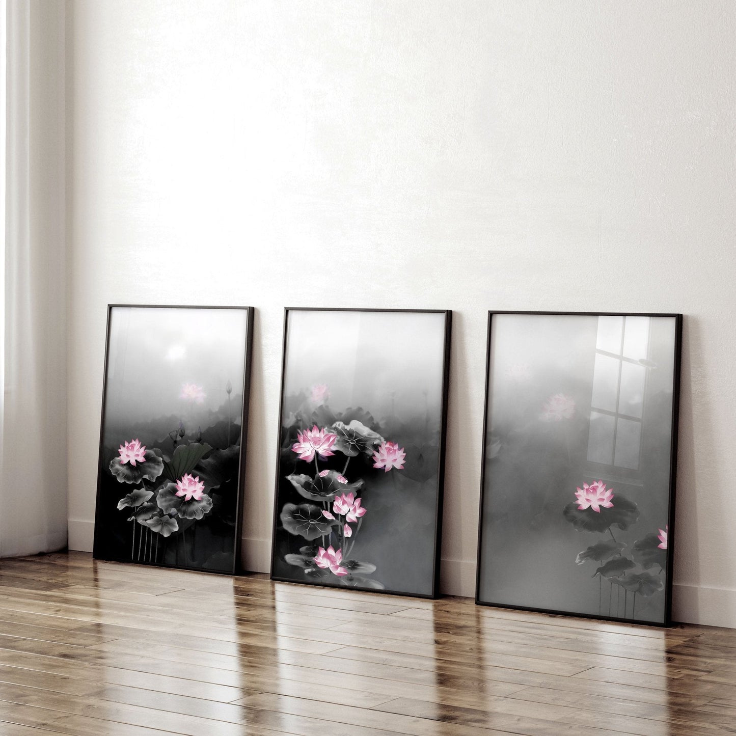 Living Room Canvas Art | Set of 3 Asian Inspired Wall art Prints