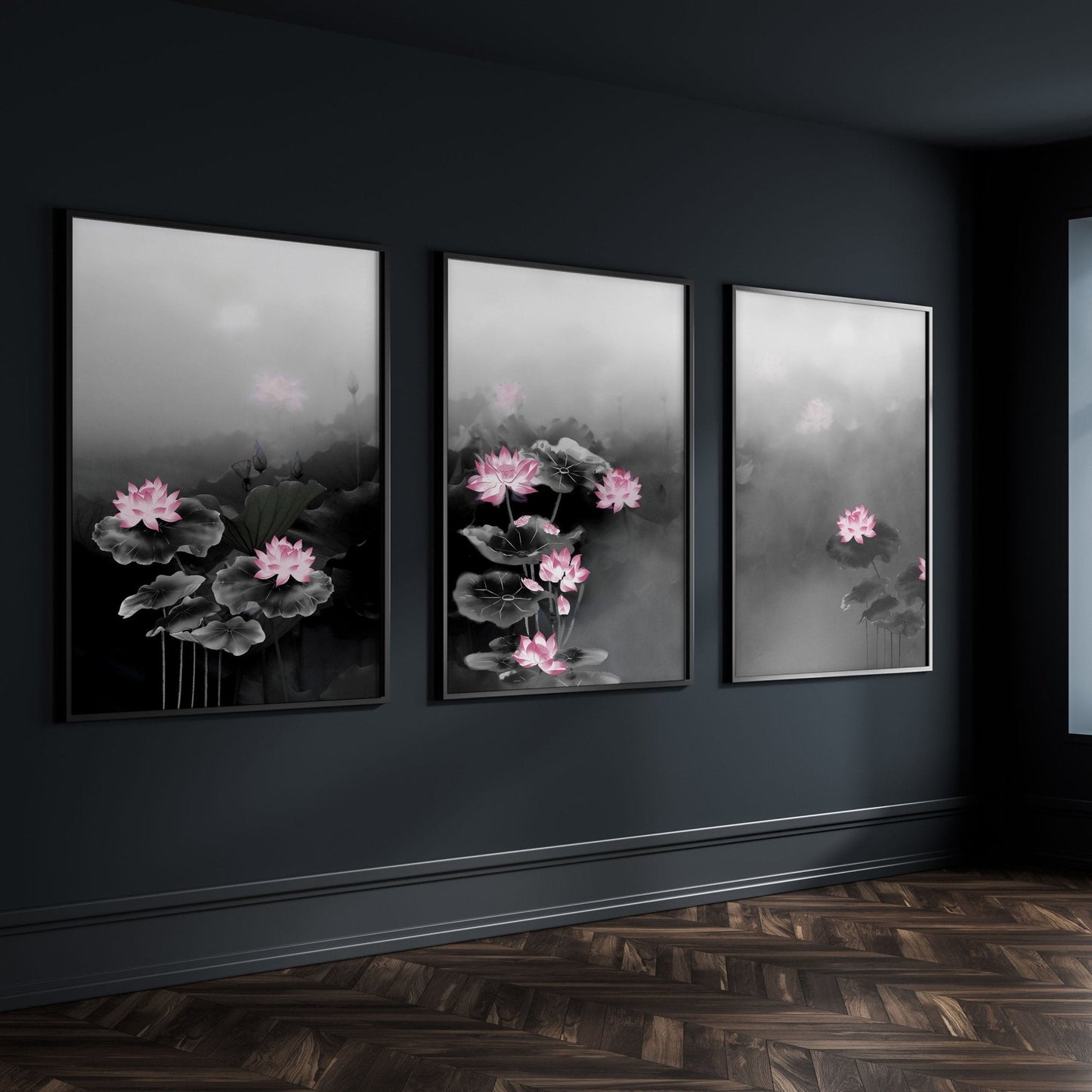 Living Room Canvas Art | Set of 3 Asian Inspired Wall art Prints