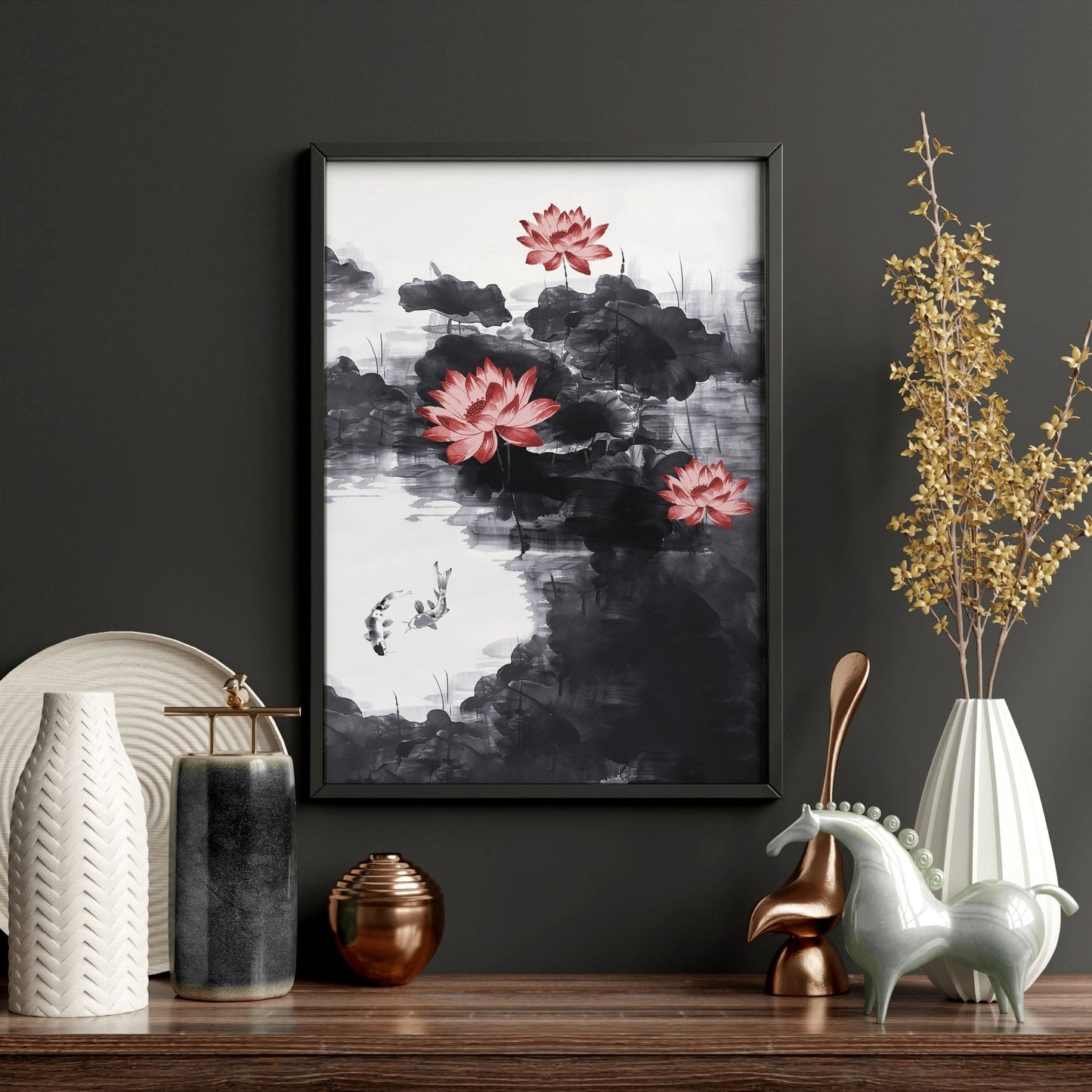 Living Room Canvas | Set of 3 Asian Inspired Wall art Prints