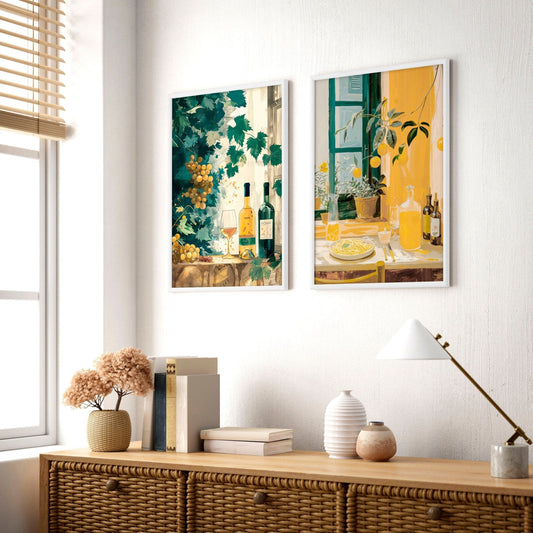 Living Room Canvases | Set of 2 Italian Lifestyle Wall art Prints