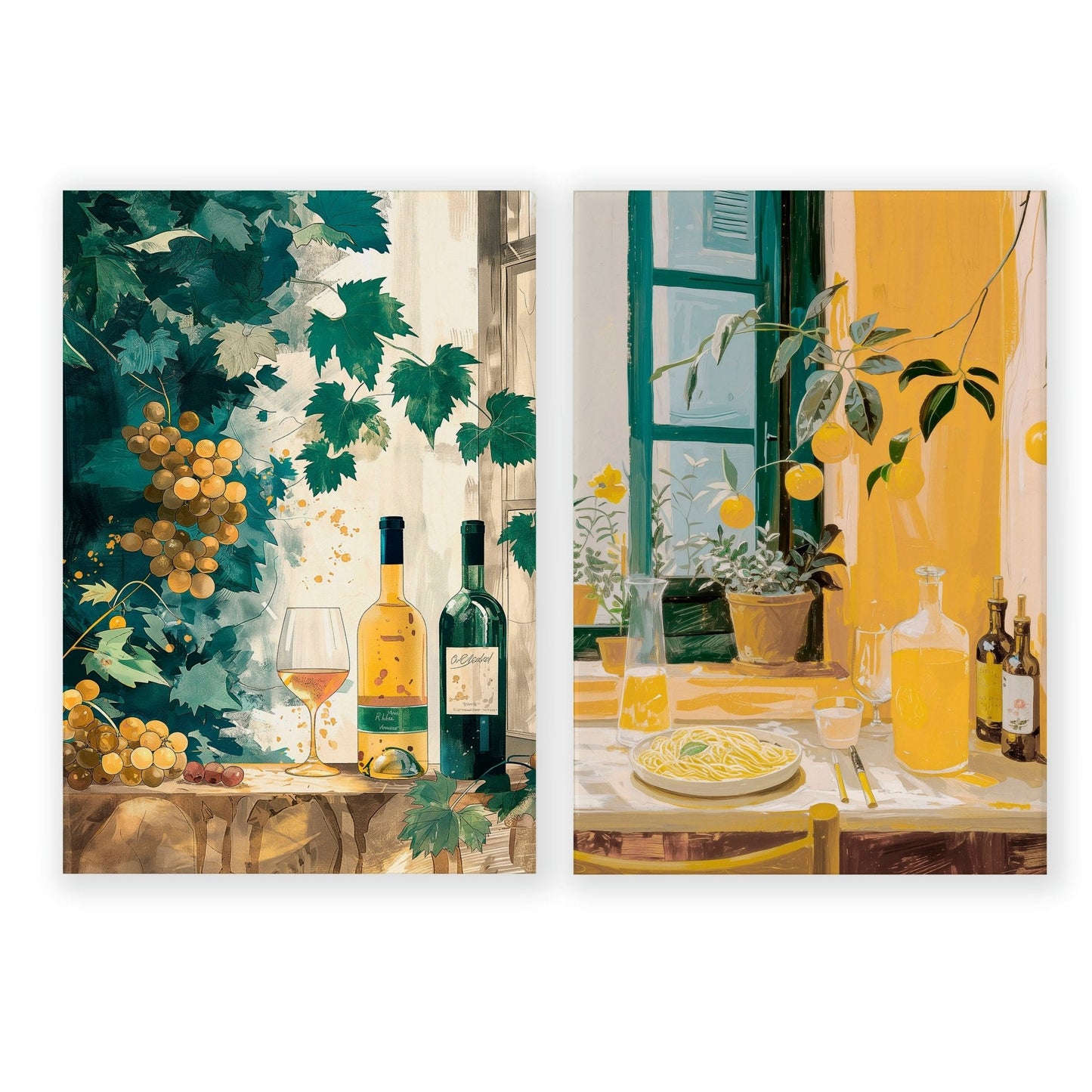 Living Room Canvases | Set of 2 Italian Lifestyle Wall art Prints