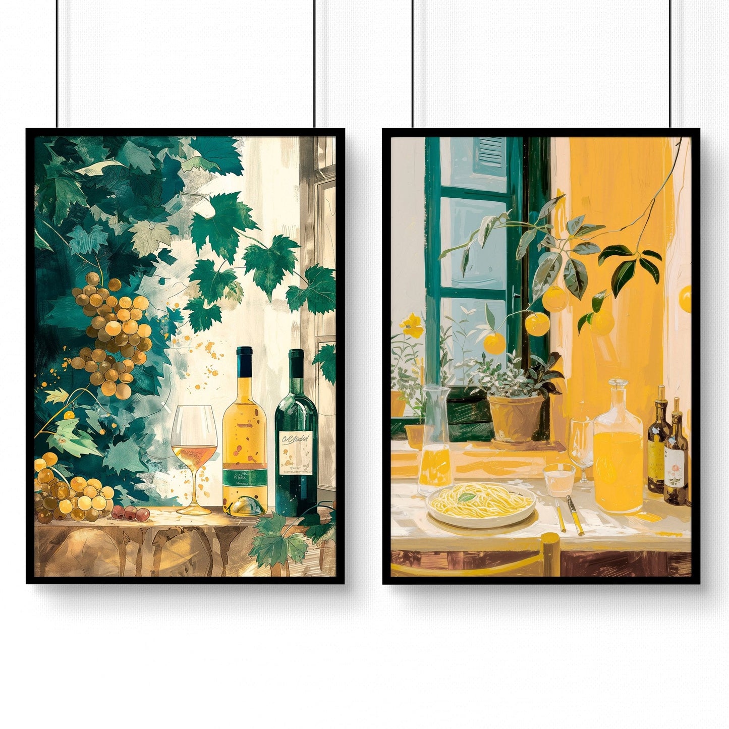 Living Room Canvases | Set of 2 Italian Lifestyle Wall art Prints