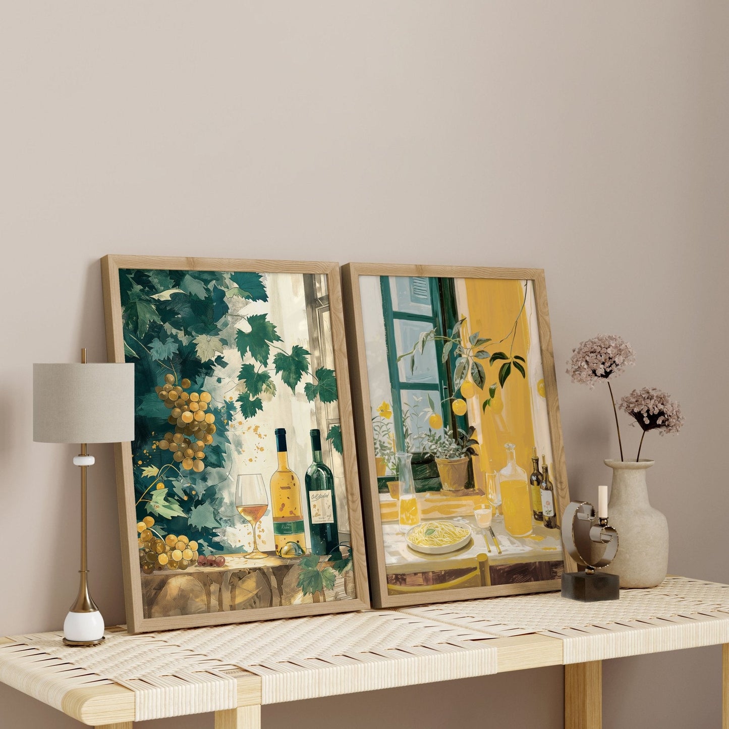 Living Room Canvases | Set of 2 Italian Lifestyle Wall art Prints