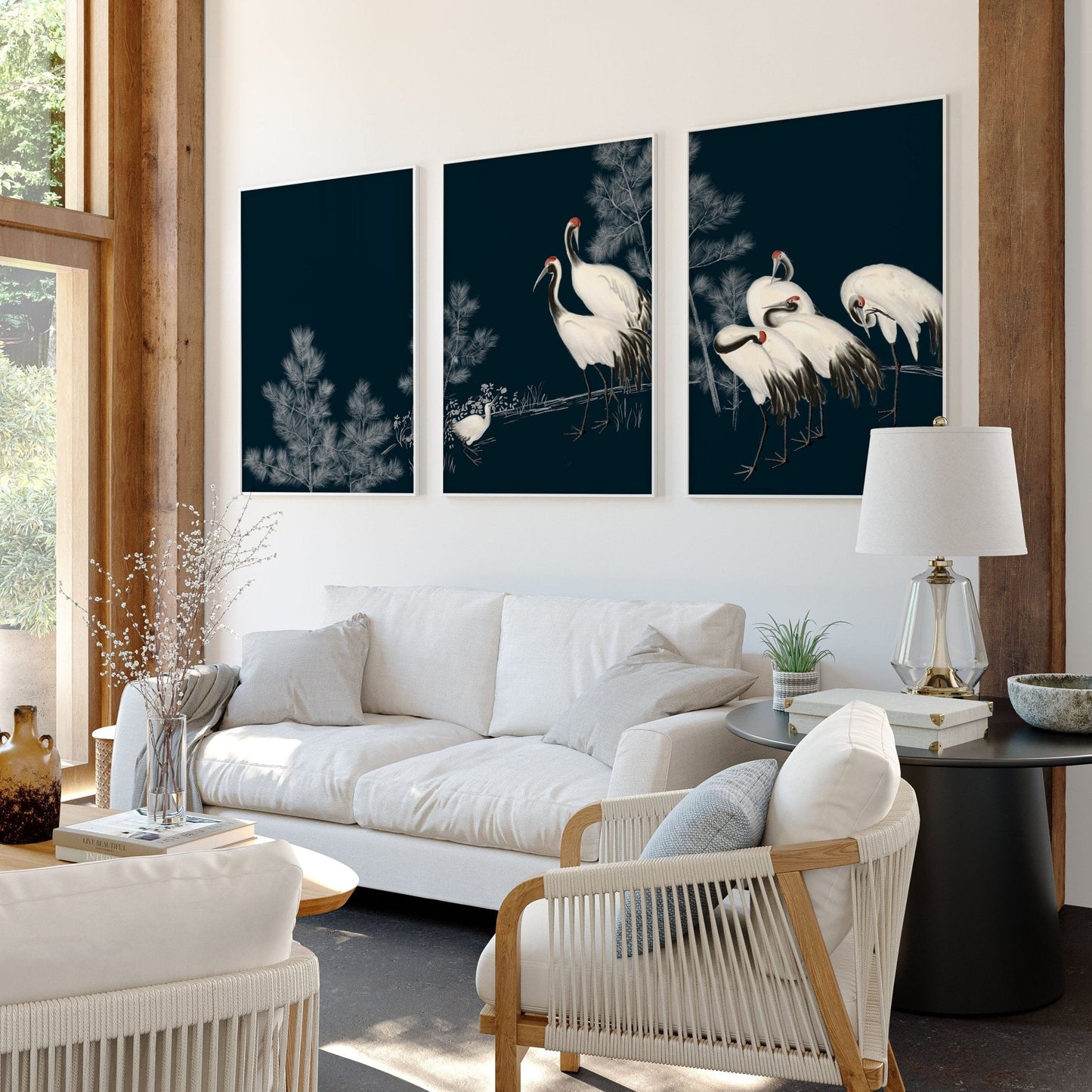 Living Room Gallery Wall | Set of 3 Asian Inspired Wall art Prints