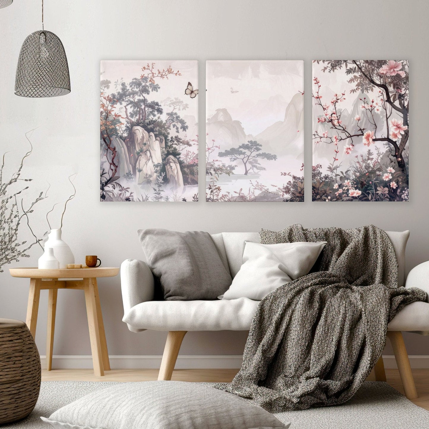 Living Room Picture Wall | Set of 3 Chinoiserie Wall art Prints