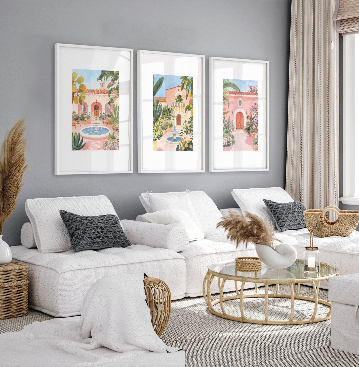 Living Room Pictures Decoration | Set of 3 Beach Decor Wall art Prints
