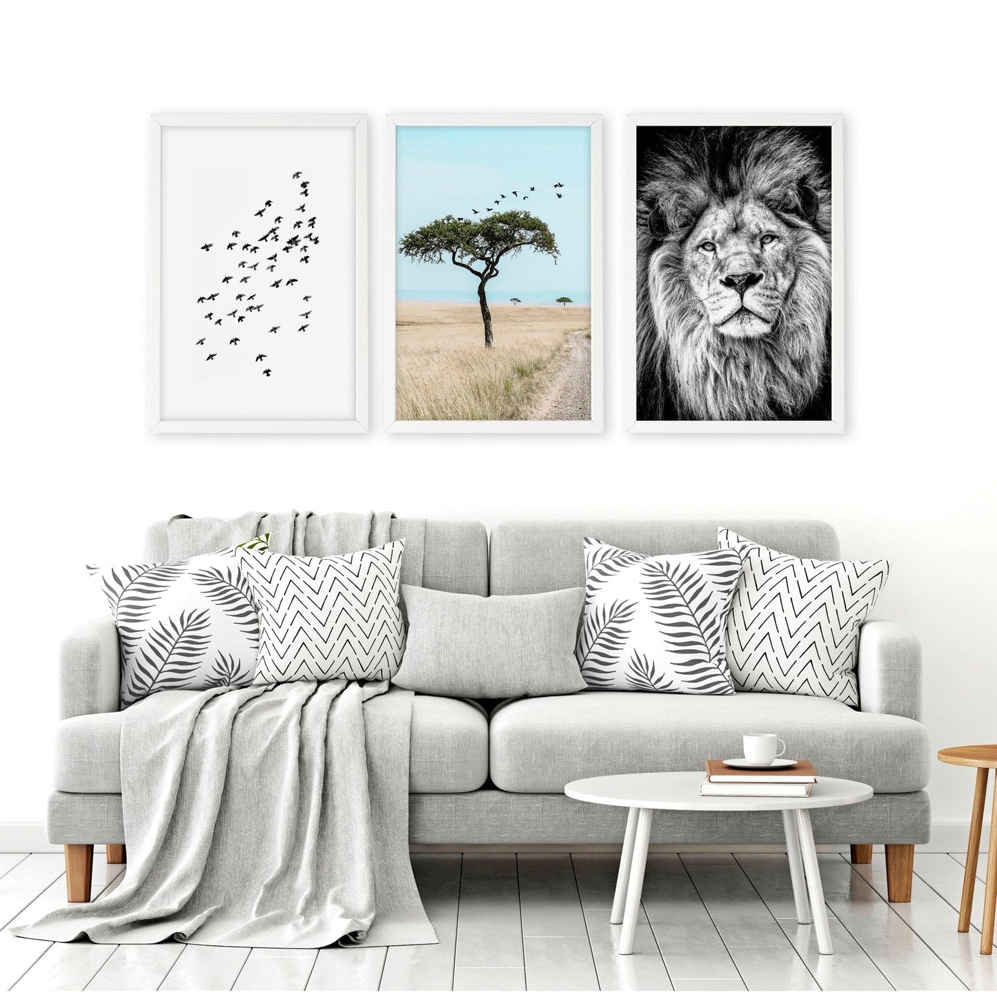 Living Room Wall Art Canvas | Set of 3 African Wildlife Wall art Prints