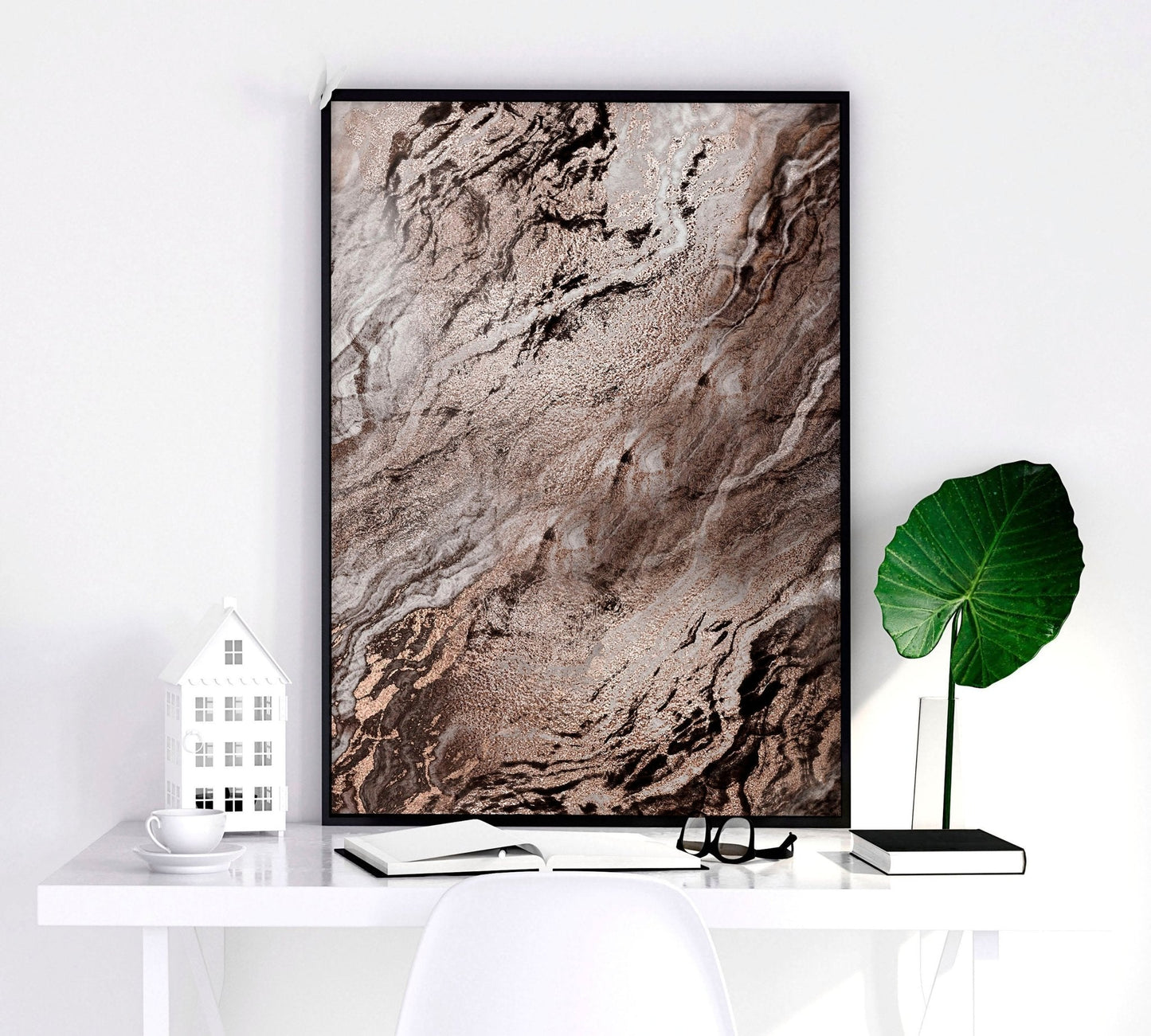 Large wall art living room | set of 3 Marble wall art prints