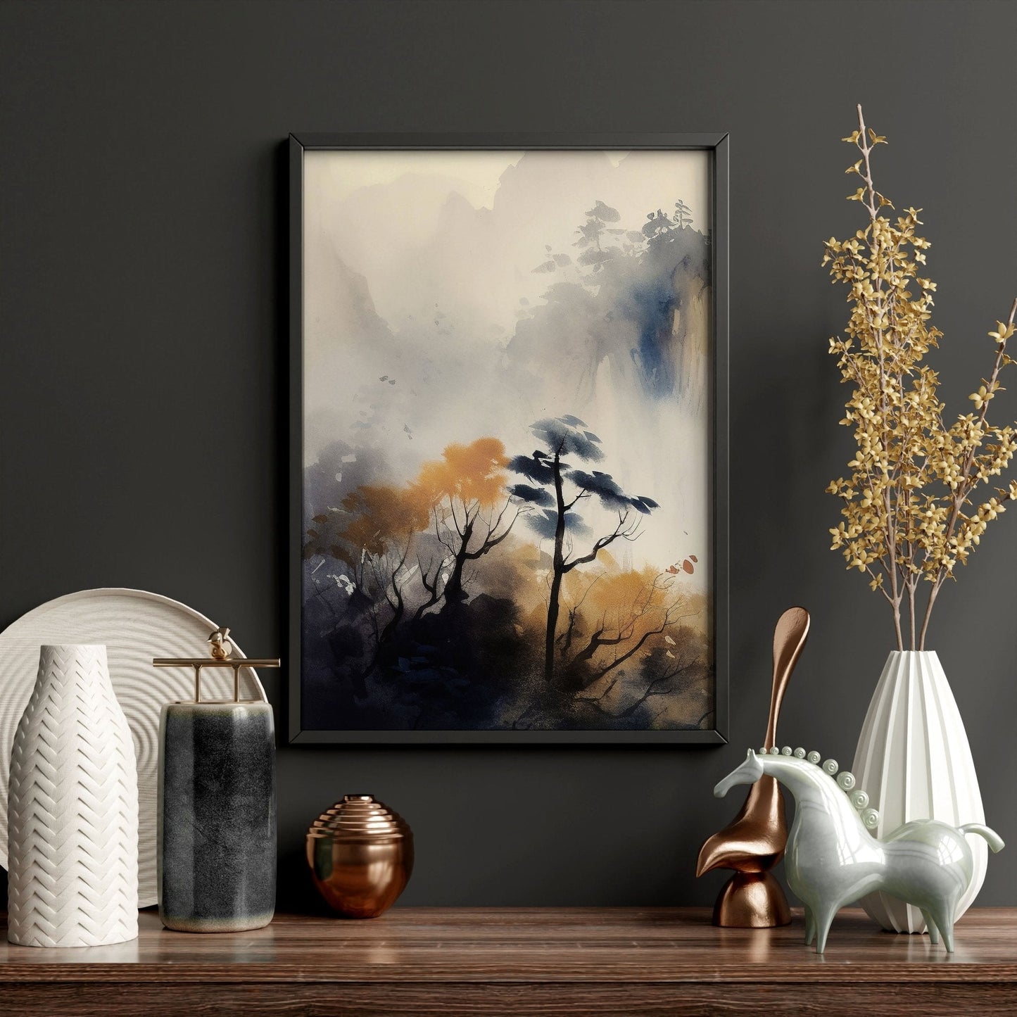 Living Room Wall Decor Modern | Set of 3 Asian Inspired Wall art Prints