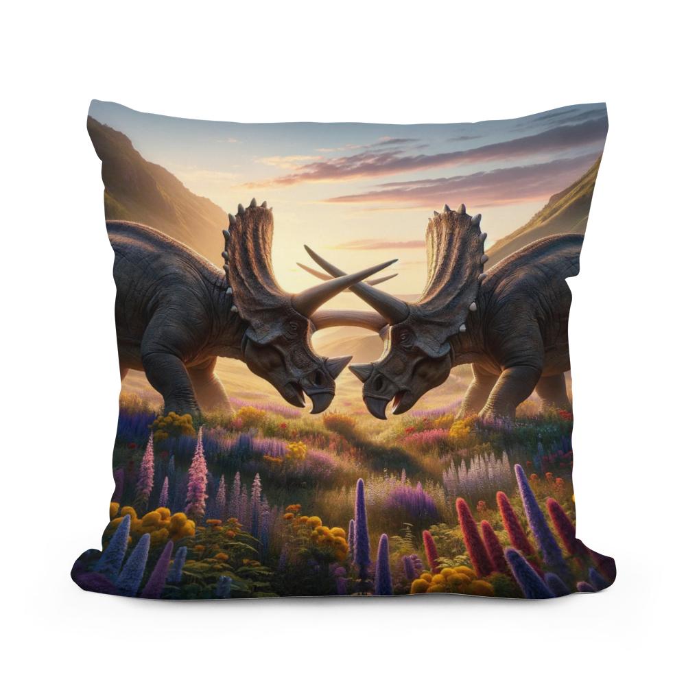Meadow Duel Triceratops Cotton Cushion
