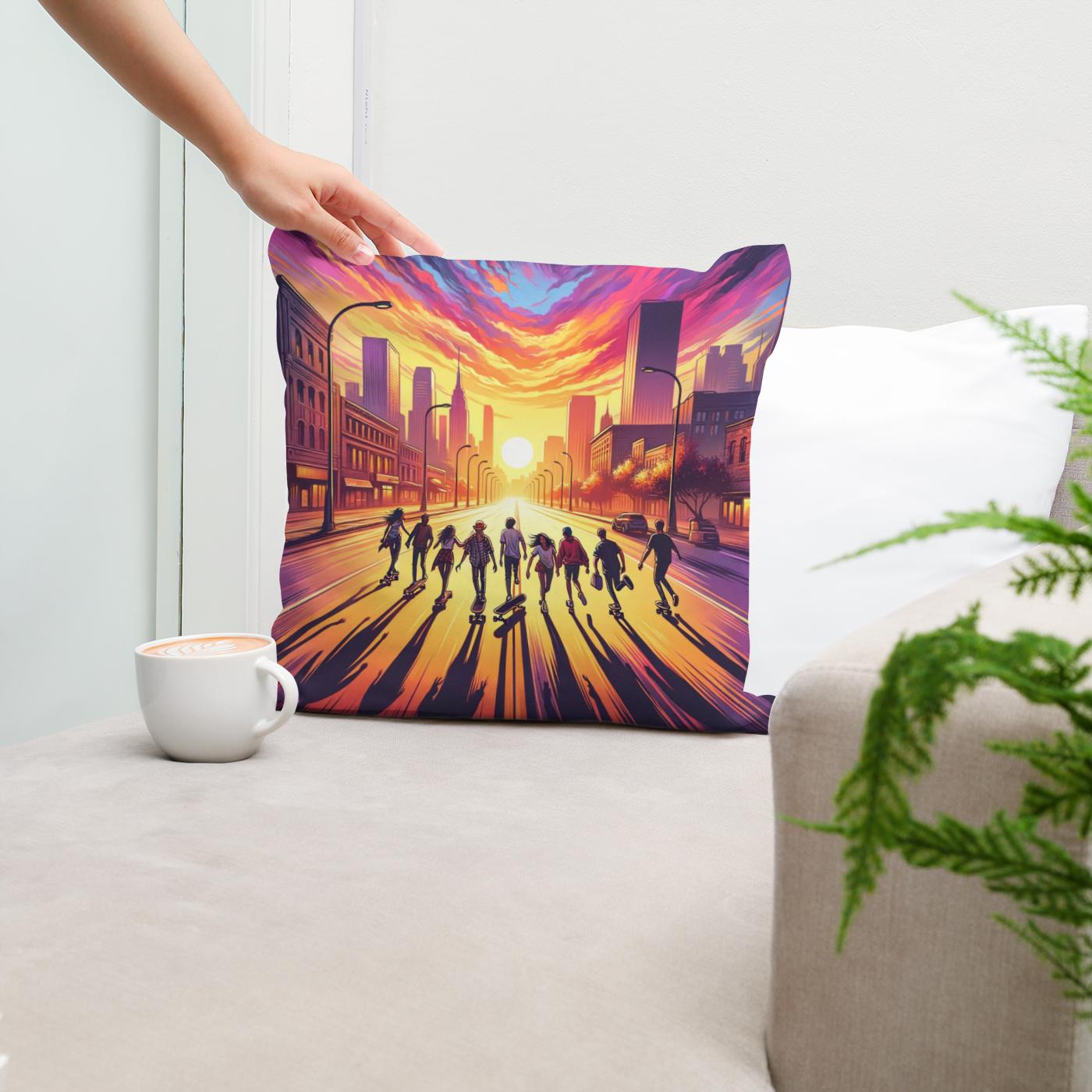 Golden Hour Skateboard Summer Cotton Cushion