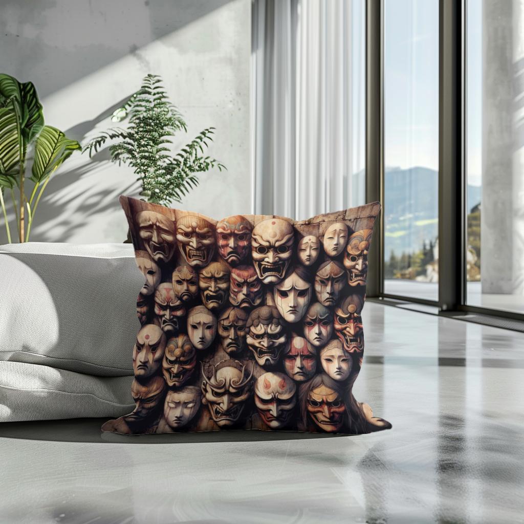 Mystery of Masks Cotton Cushion