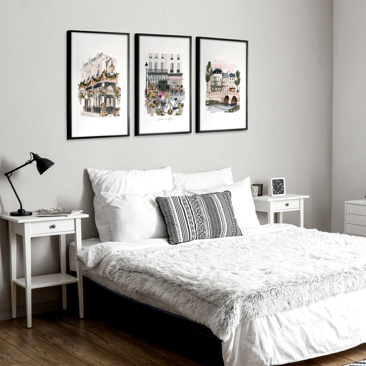 London Poster "London in Bloom" Floral City Watercolour Wall Art Prints | Set of 3