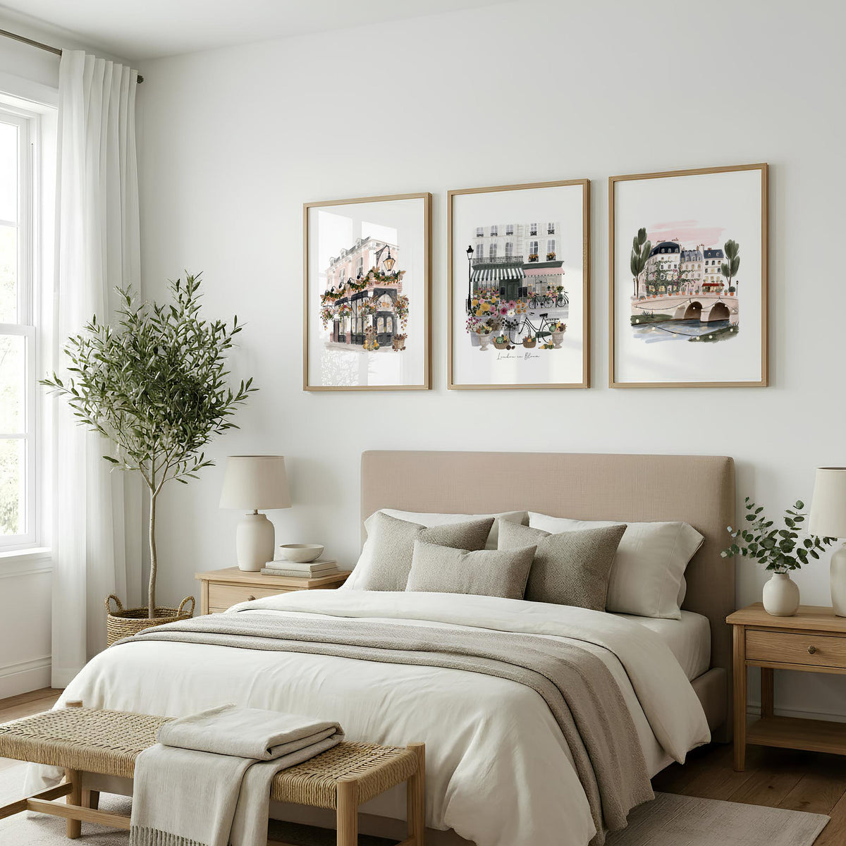 London Poster "London in Bloom" Floral City Watercolour Wall Art Prints | Set of 3