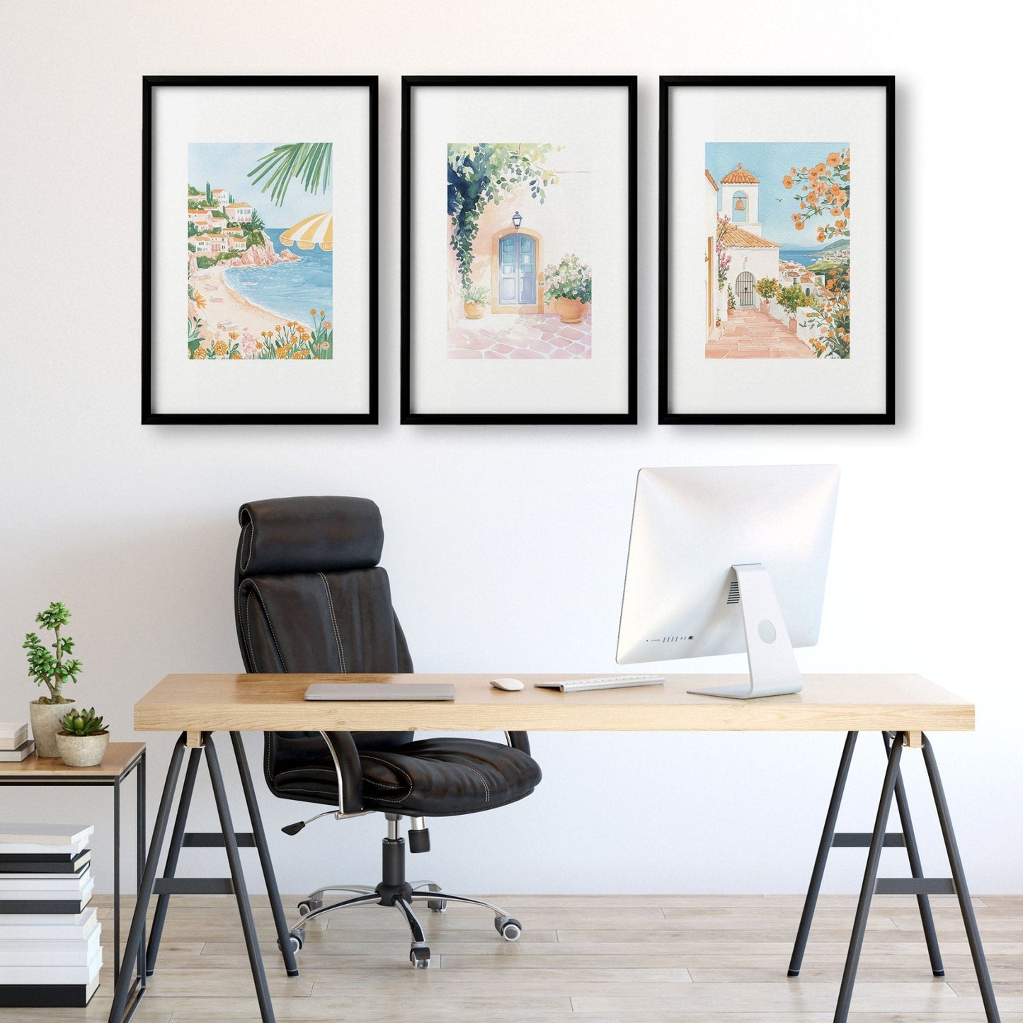 Long Rectangular Wall Decor | Set of 3 Beach Decor Wall art Prints