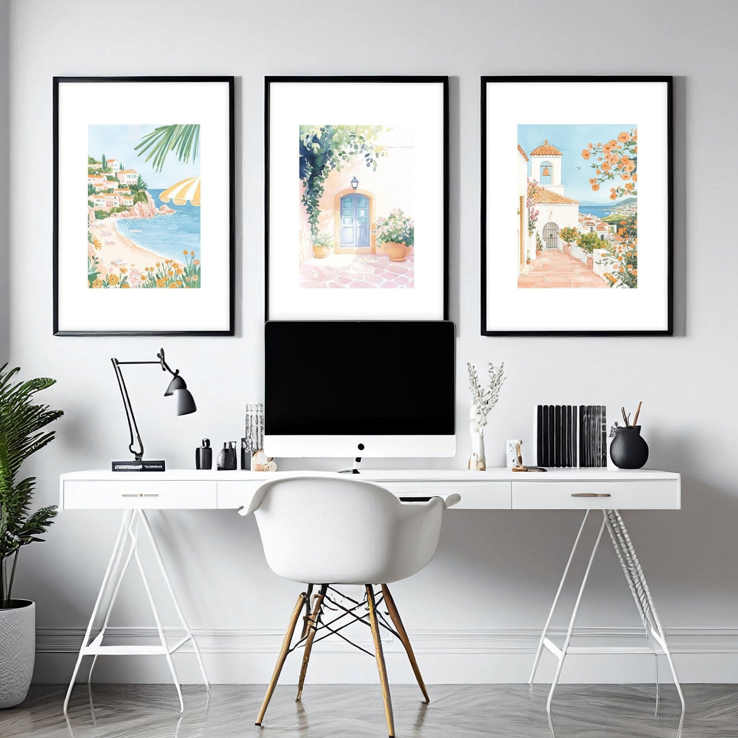 Long Rectangular Wall Decor | Set of 3 Beach Decor Wall art Prints