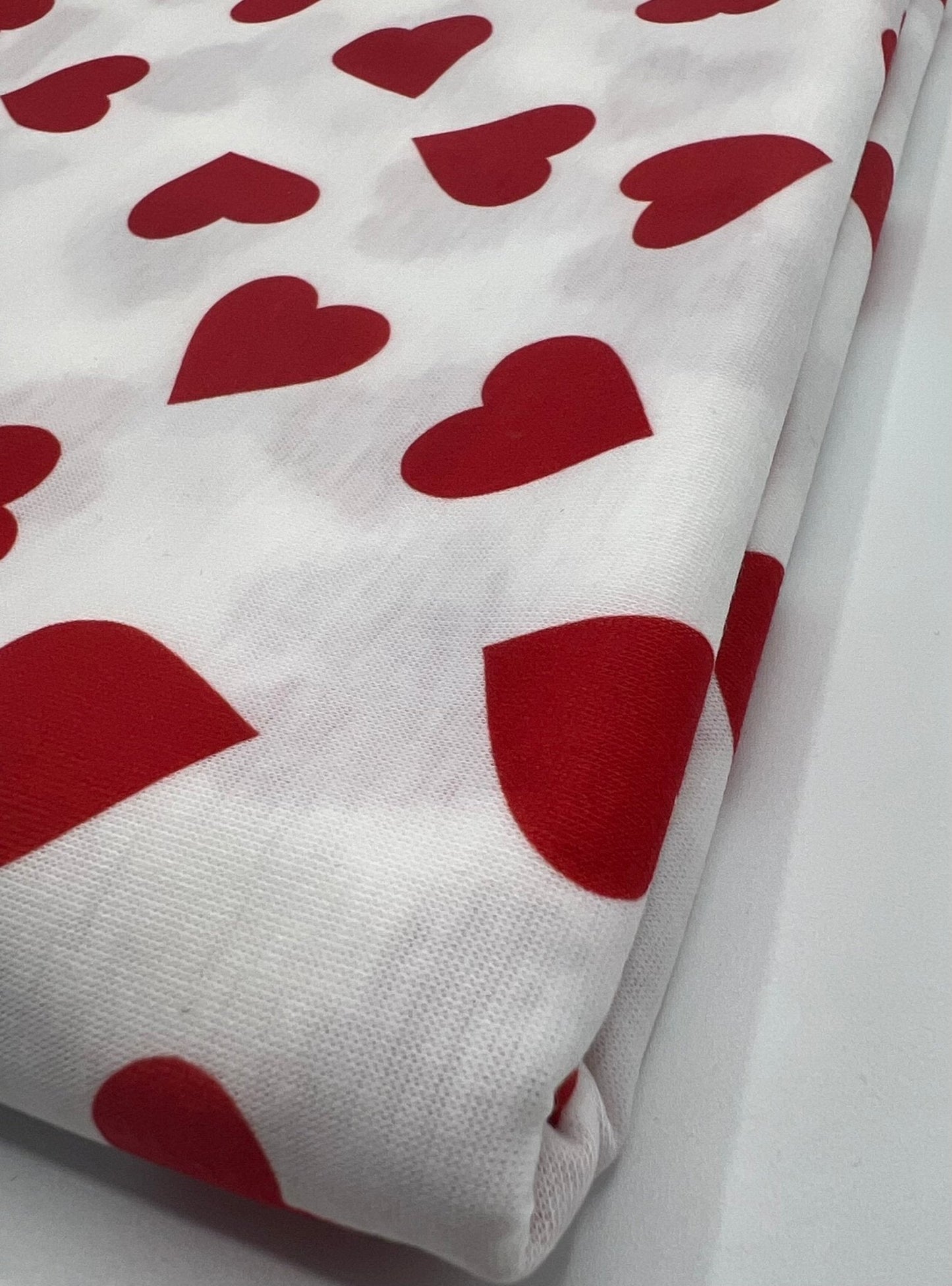 Love Heart Print Spun Poly Stretch Fabric