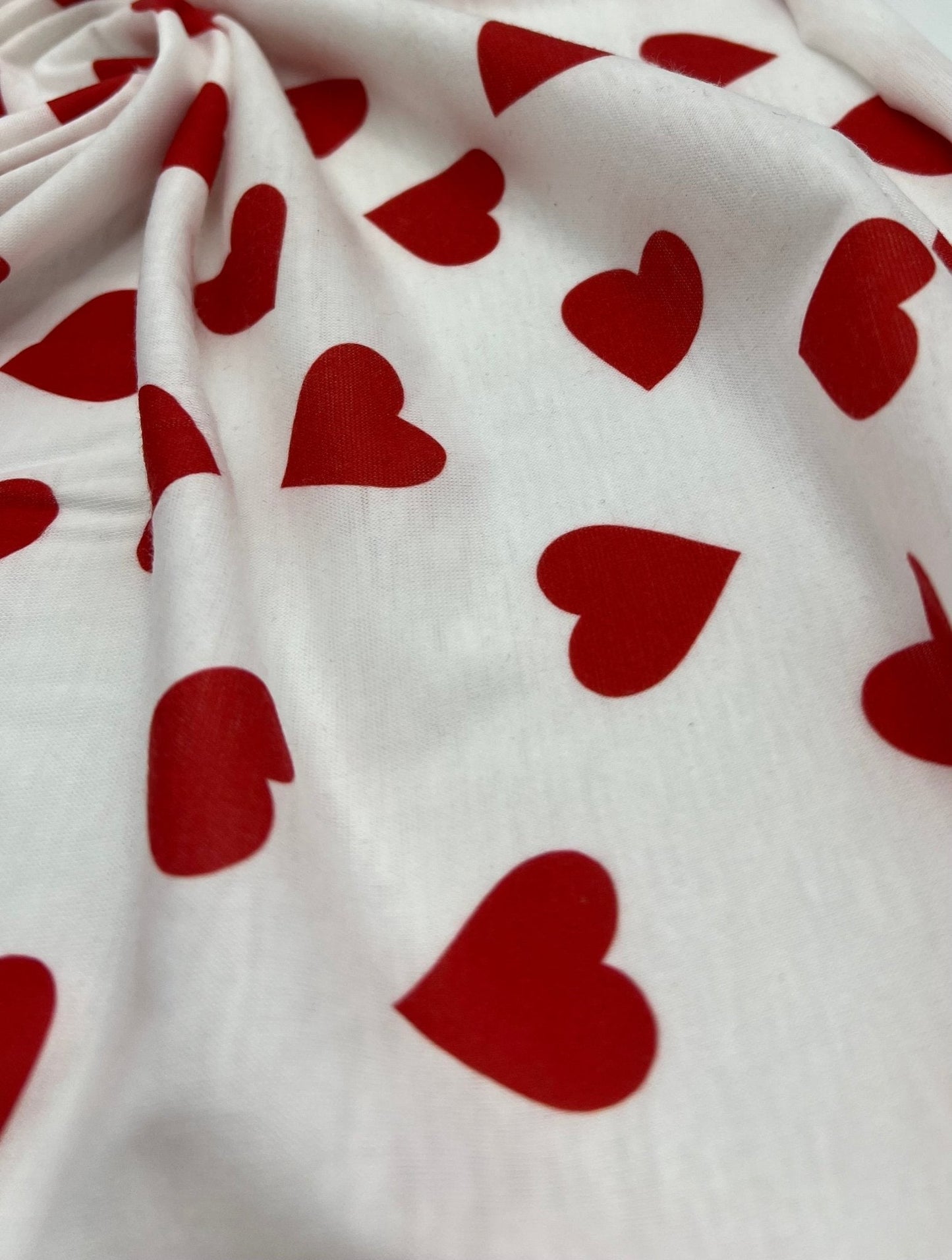 Love Heart Print Spun Poly Stretch Fabric