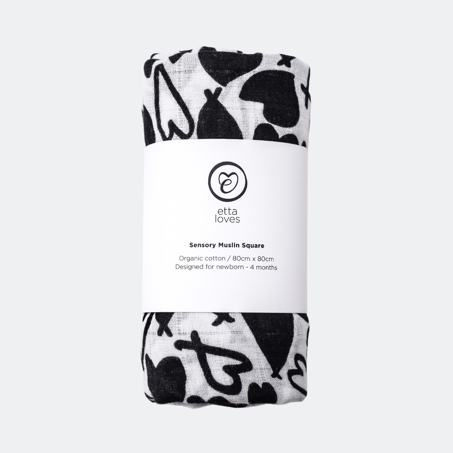 LOVE HEART SINGLE SENSORY MUSLIN - birth to 4 months