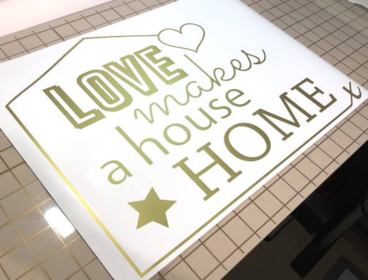 Love Makes a House Home Wall Sticker – Elegant Vinyl Quote for Living Room