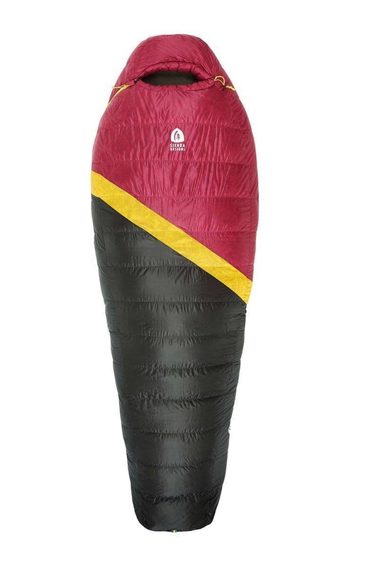 Sierra Designs Women's Nitro 20°F (-7°C) 800-Fill DriDown Sleeping Bag - Regular - Sangria/Yellow/Peat
