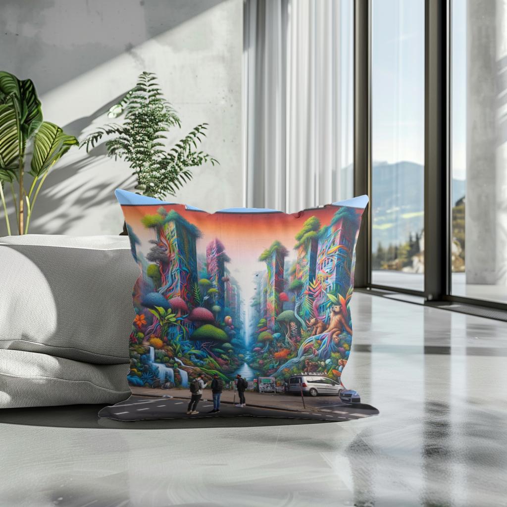 Jungle Mural Dialogue Cotton Cushion