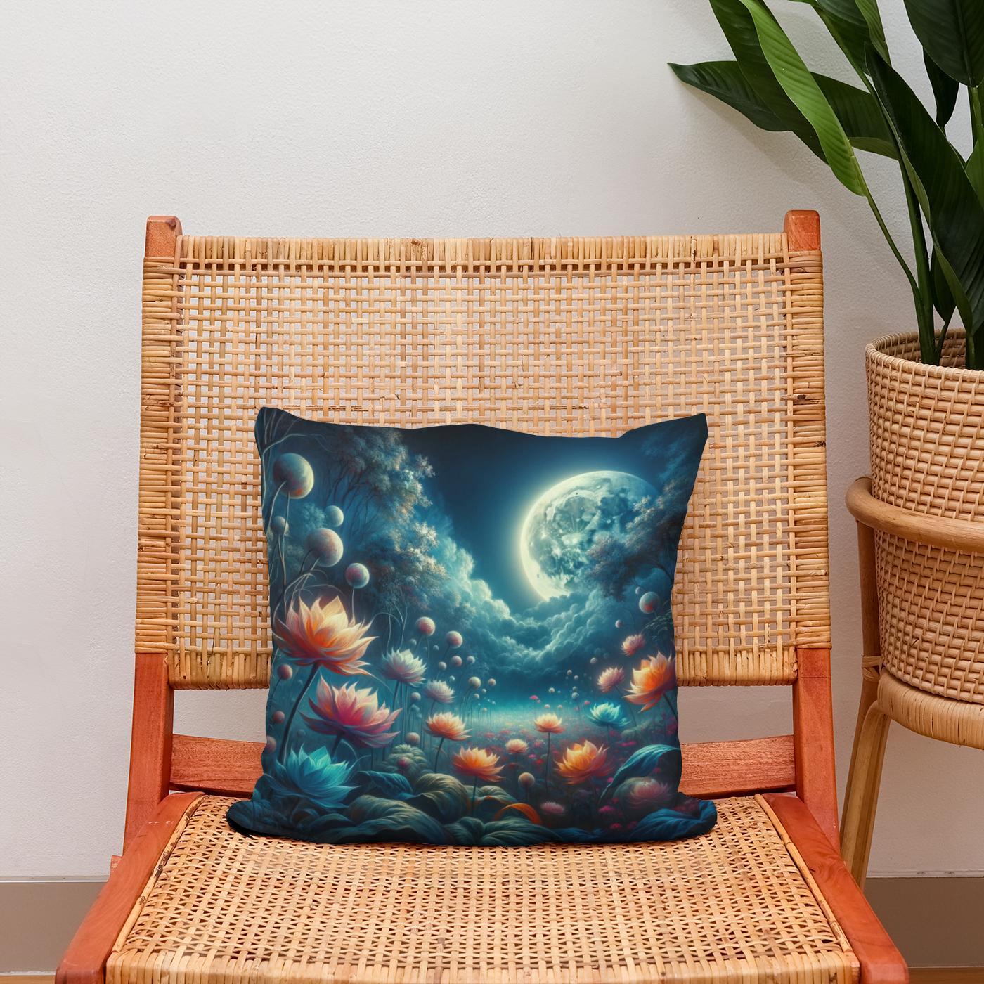 Mystic Moonlight Garden Cotton Cushion