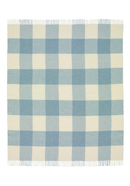 Lucy's  Sky Blue Checker Merino Throw Blanket