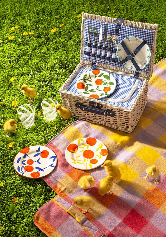 Lunch Plates Twig Oranges  - Set of 4