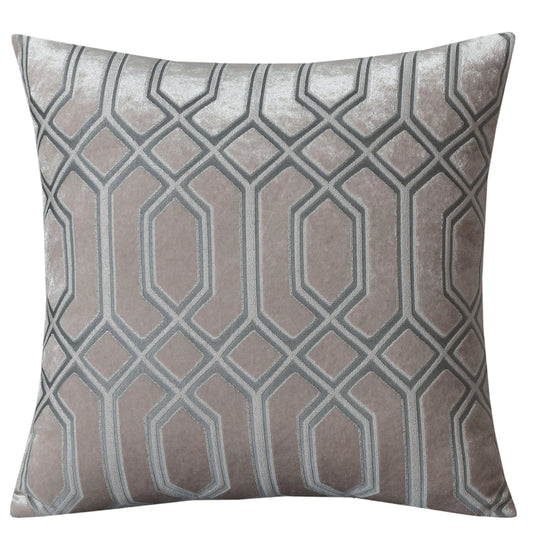 Luxe Geo Velvet Cushion Covers 2 Pack Champagne Geometric Decorative Cushions for Sofa Bed & Living Room by OLIVIA ROCCO