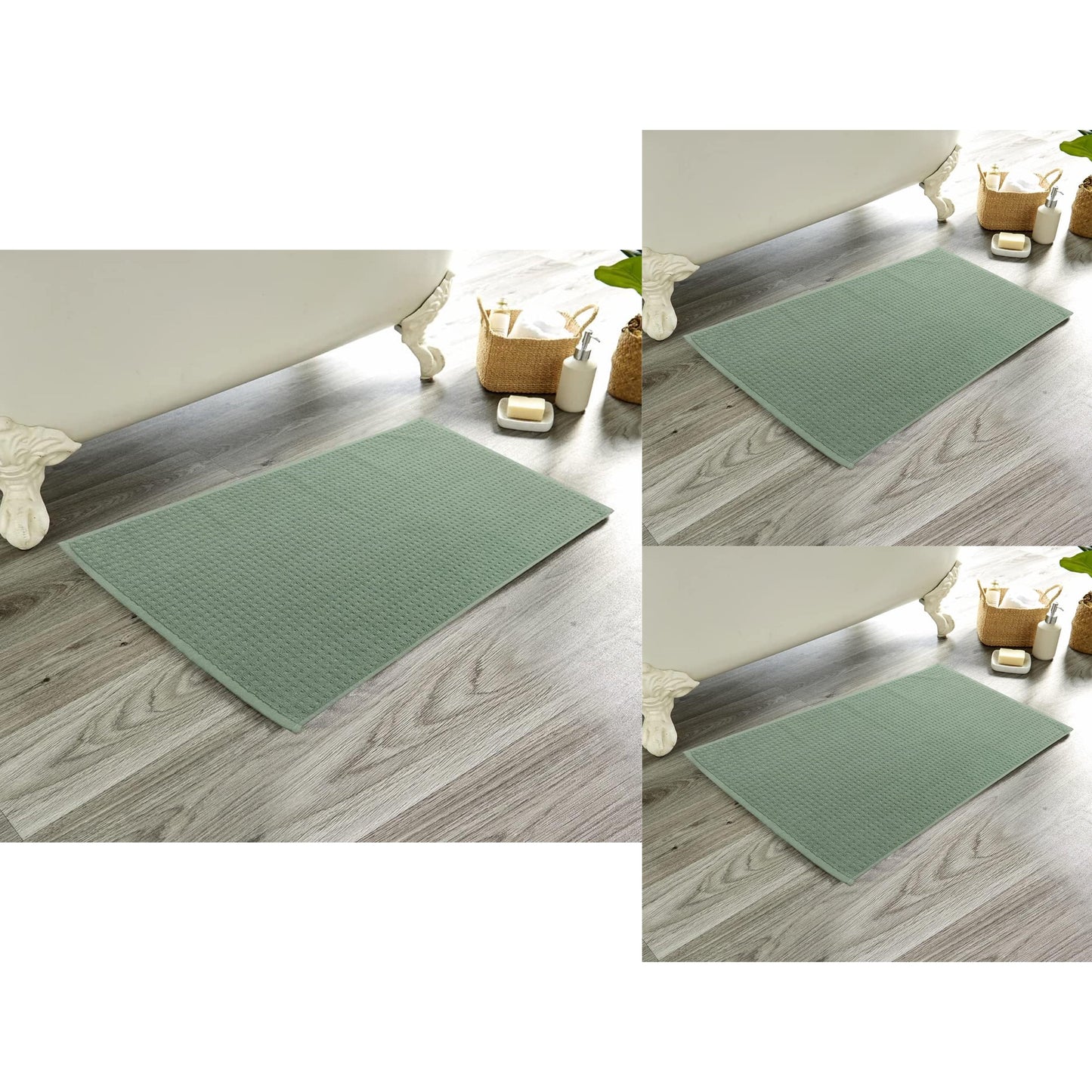 Pack of 3 Luxe Ultra-Soft Deep Cotton Pile Bathmats Handcrafted Eco-Friendly Absorbent Quick-Drying Premium Cotton Rug for Bathroom Decor by OLIVIA ROCCO