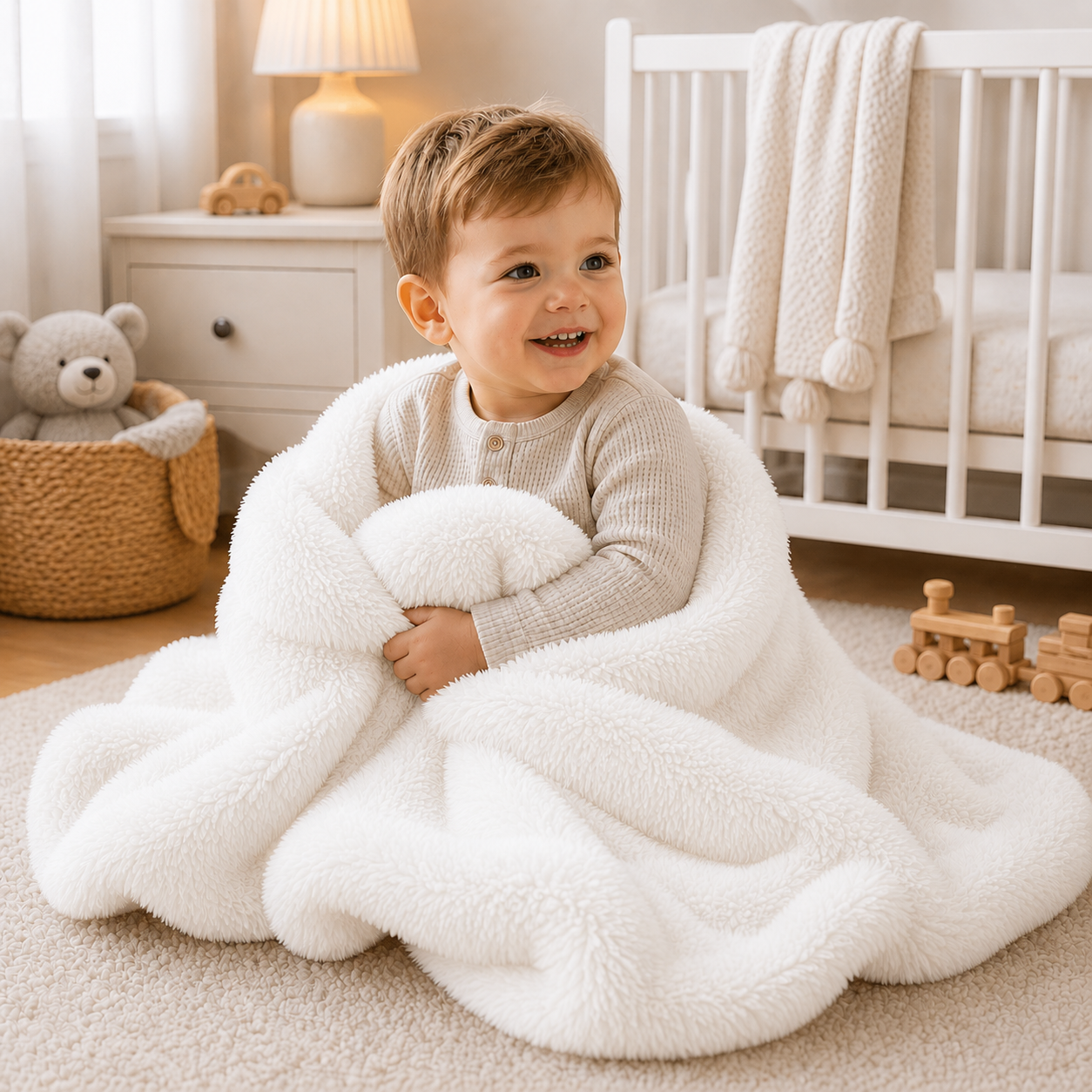 Luxury Faux Fur Baby Blanket  - White