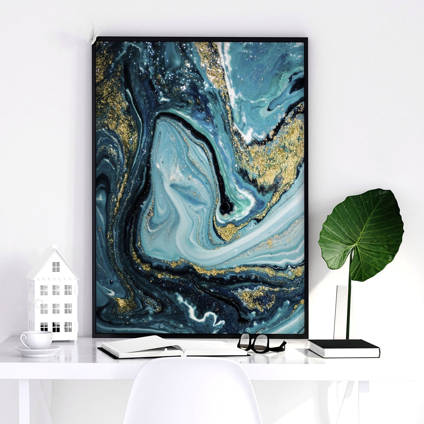 Teal luxurious wall art | set of 2 framed wall art prints