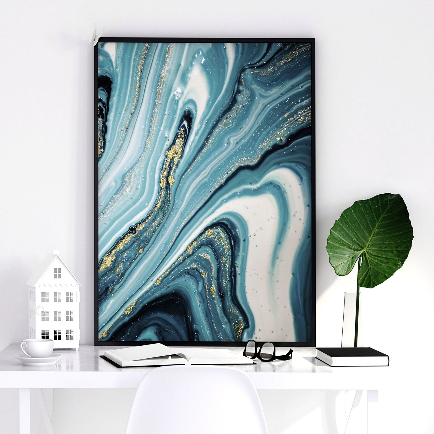 Teal luxurious wall art | set of 2 framed wall art prints